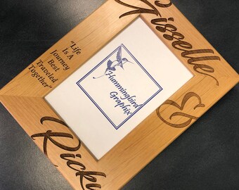 Personalized Wood Picture Frame, Life is a Journey, Anniversary Gift, Wedding Gift