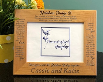 Personalized Pet Memorial Frame: Engraved Rainbow Bridge Dog Sympathy Gift