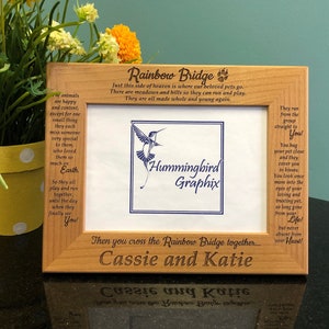 Personalized Pet Memorial Frame: Engraved Rainbow Bridge Dog Sympathy Gift