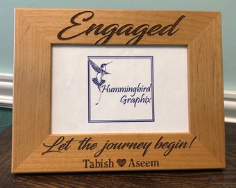 Personalized Engagement Picture Frame: Engaged Let the journey begin! - Engagement Gift, Couple Gift, Shower Gift