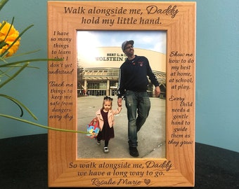 Personalized Engraved Wood Picture Frame, Gift for Dad, Grandfather, Walk with me