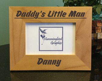 Personalized Engraved Wood Picture Frame, Daddy's Little Man