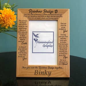 Personalized Pet Memorial Frame: Engraved Rainbow Bridge Dog Sympathy Gift