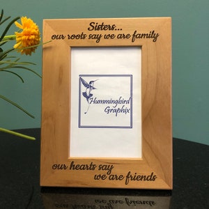 Sisters Engraved Alder Wood Picture Frame: Sister Gift