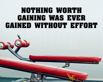 Motivational Gym Wall Decal: "Nothing Worth Gaining..."