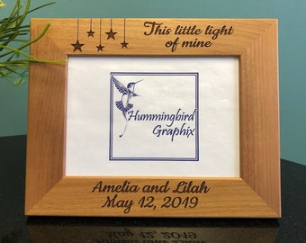 Personalized Engraved Alder Wood Christening Frame, Baby Gift