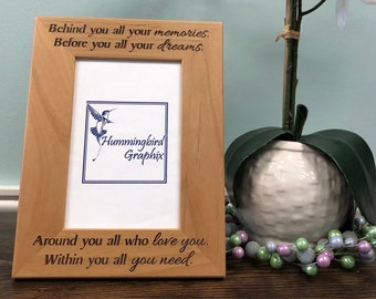 Engraved Alder Wood Picture Frame: Graduation, Wedding, New Job Gift