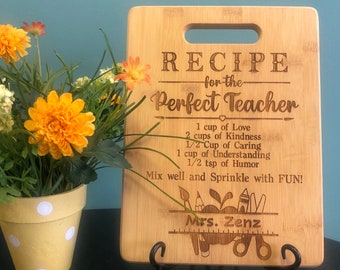 Personalized Teacher Cutting Board: Engraved Recipe Gift