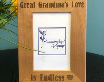Engraved Alder Wood Picture Frame: Personalized Grandma Gift