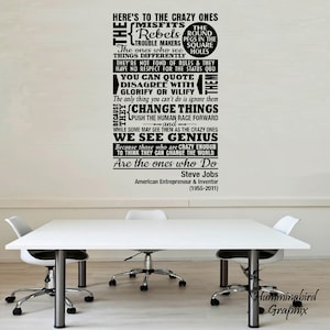 Steve Jobs Quote Wall Decal: Here&#39;s to the Crazy Ones