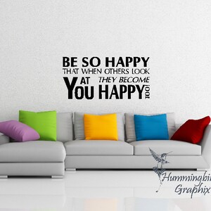 Happy Wall Quote Decal: Inspirational Vinyl Wall Art