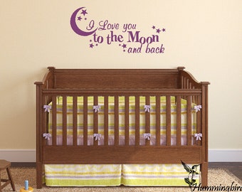 I Love You to the Moon and Back Vinyl Wall Decal - Nursery Kids Room Decor