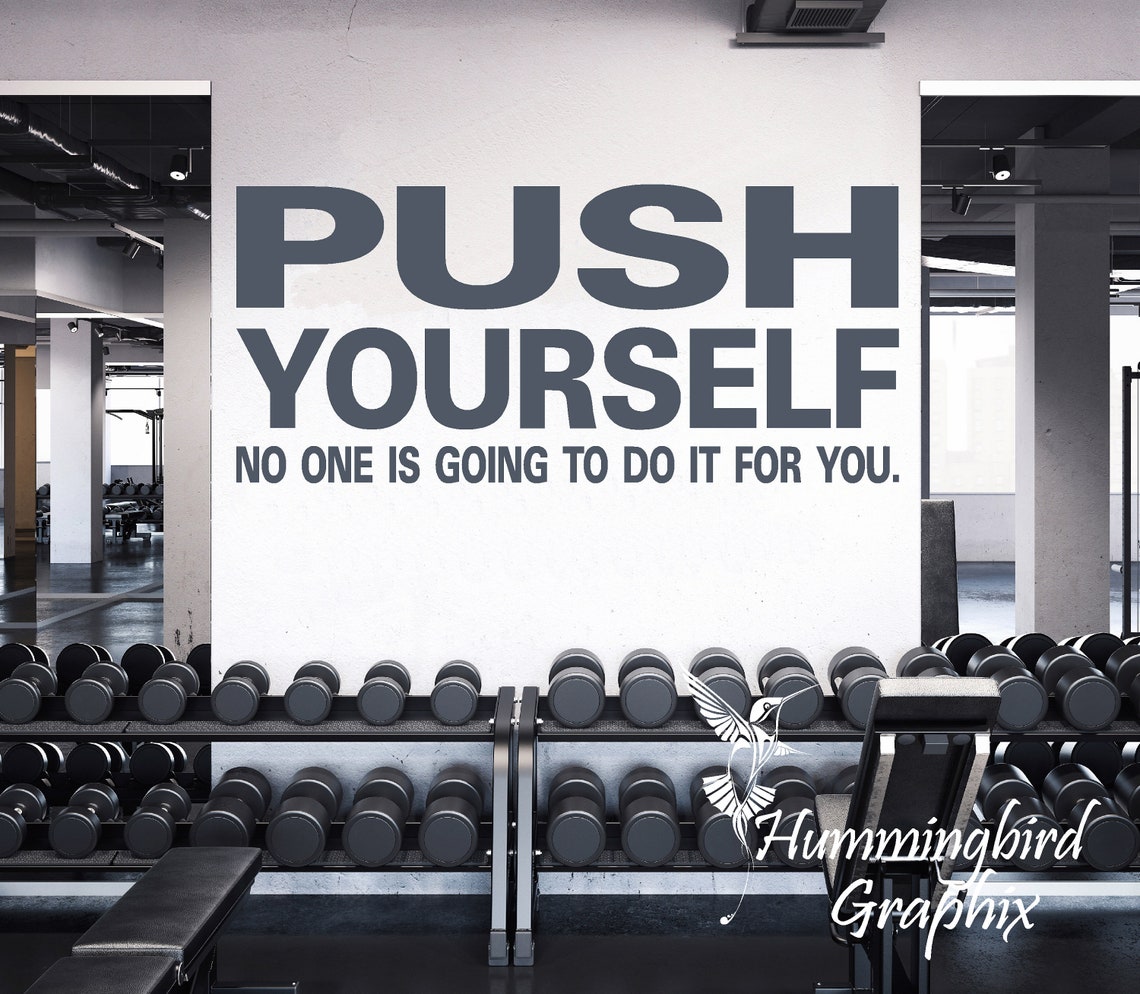 Wall Decal Push Yourself Gym Decal Workout Decal Fitness | Etsy