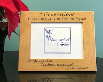 4 Generations, Traditions are passed, Personalized Picture Frame, Mother's Day Gift, Grandma Gift, Grandmother Gift, Great Grandma Gift