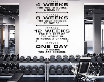 Motivational Gym Wall Decal: Fitness Quote Vinyl Art