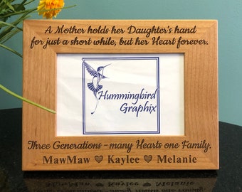 Personalized Engraved Alder Wood Picture Frame: Three Generations