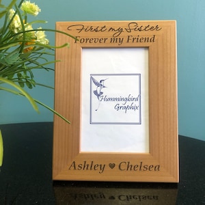 Personalized Sister Picture Frame: Engraved Alder Wood Gift