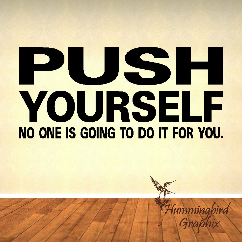 Wandtattoo Push Yourself 55,9x101,6 Cm - Motivations Aufkleber Für Fitnessstudio