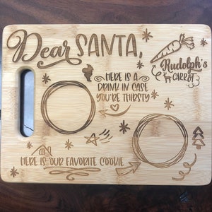 Dear Santa Cookie Tray: Laser Engraved Bamboo Christmas Plate
