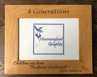 Engraved 4 Generations Wood Picture Frame – Mother's Day Gift, Grandmother Gift
