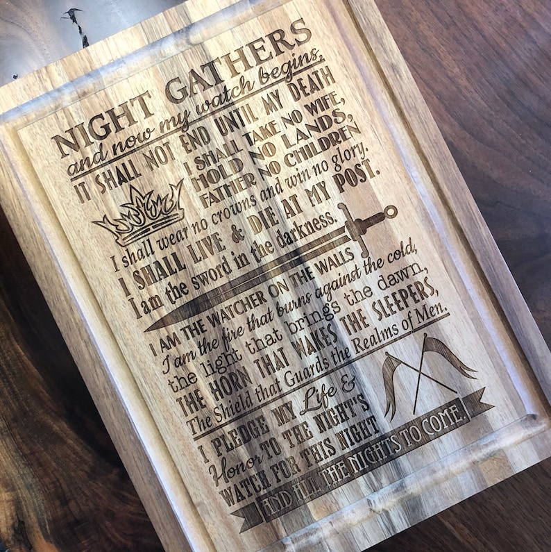 Game of Thrones Cutting Board: Night Watch Oath - Thumbnail 5