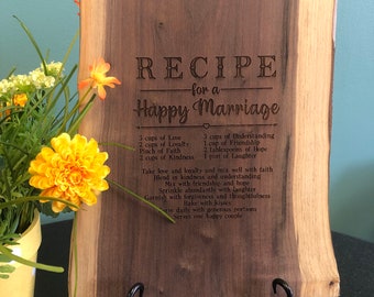 Engraved Walnut Charcuterie Board: Recipe for a Happy Marriage
