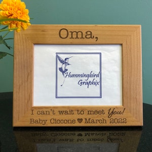 Engraved Wood Picture Frame: New Grandparent Gift, Baby Announcement
