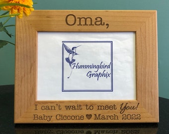 Engraved Wood Picture Frame: New Grandparent Gift, Baby Announcement