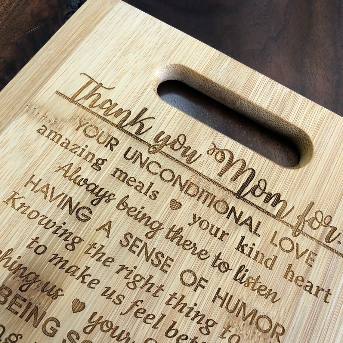 Cutting Board Thank You Mom For... Mother's Day Gift Etsy