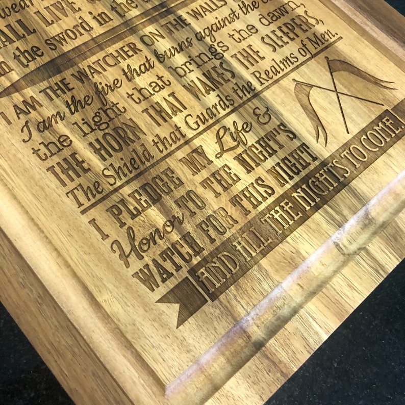 Game of Thrones Cutting Board: Night Watch Oath