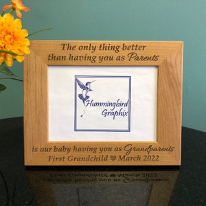Future Grandparent Frame: Engraved Alder Wood Baby Announcement