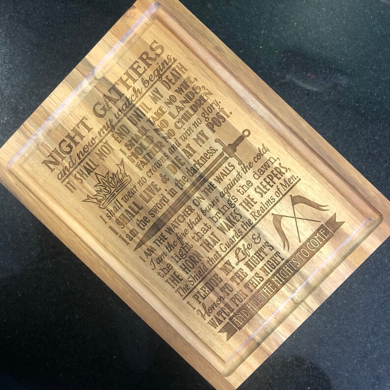 Game of Thrones Cutting Board: Night Watch Oath - Thumbnail 2