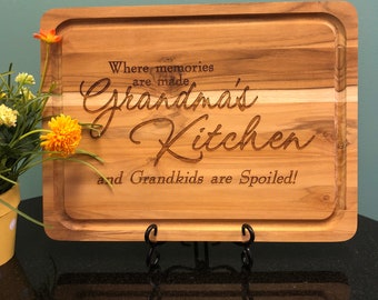 Laser Engraved Wood Cutting Board "Grandma's Kitchen",  Gift for a Grandmother