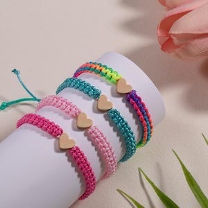 Perfect Gift for the First Day of Kindergarten,Back to School Heart Bracelet Set,Mommy and Me Heart Bracelet,Woven Family Bracelet Set