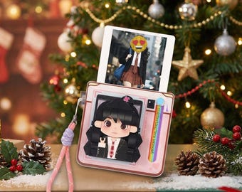 Custom Cartoon Brick Camera Photo Frame, Your Photo to 3D Figure, Polaroid Included, Cute Fridge Magnet & Desk Decor