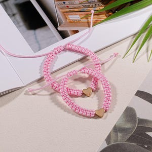 Mommy and Me Heart Bracelet,Perfect Gift for the First Day of Kindergarten,Back to School Heart Bracelet Set,Woven Family Bracelet Set
