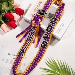 Custom Class of 2025 Graduation Lei,Personalized name graduation Lei 2025,Handcrafted Satin Garland,Senior Night Gift Lei,Gift for Graduates