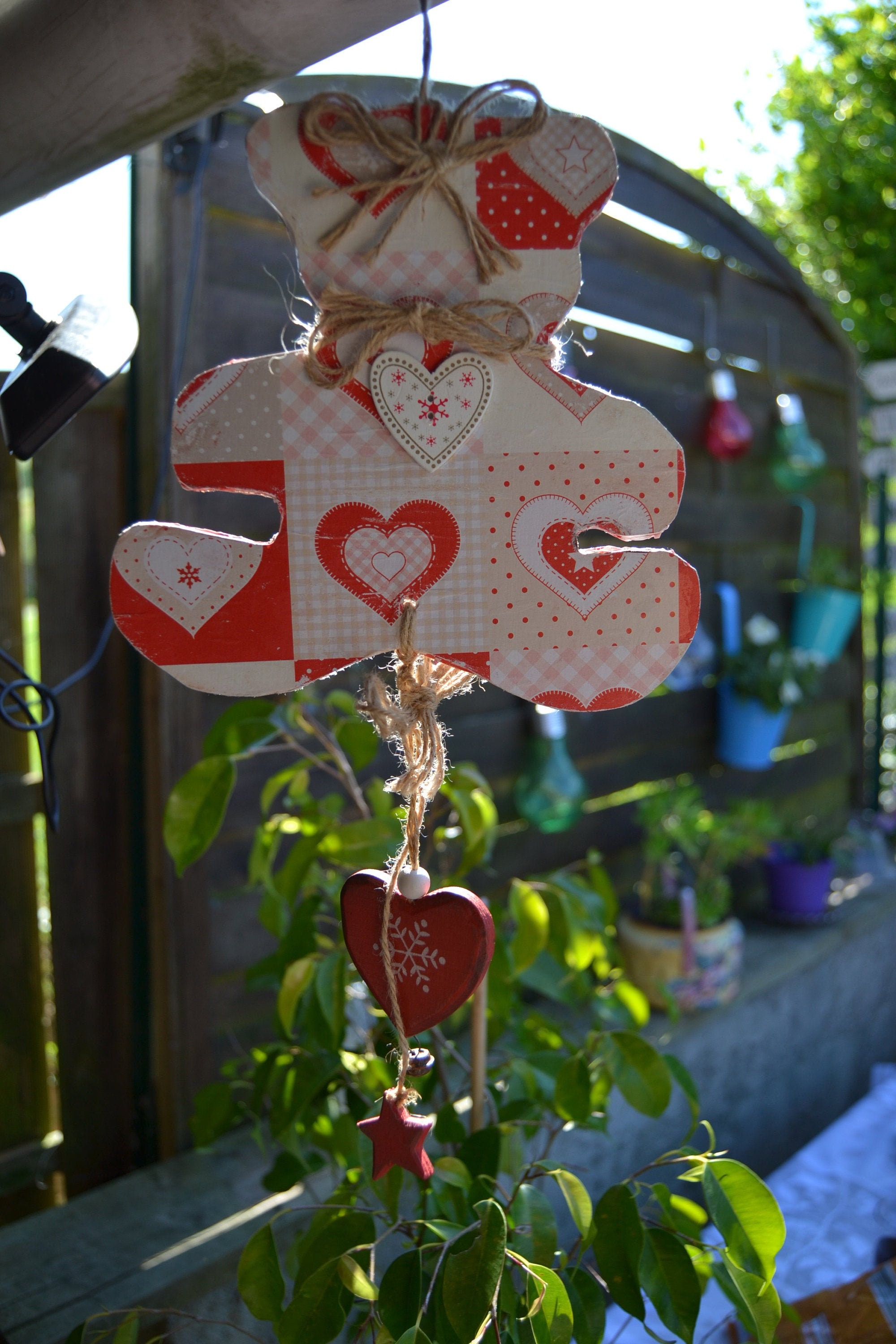 Suspension Ourson-Christmas-Home Décor-Hand Made-Rouge et Blanc-Pooh-Atelier Crearecup