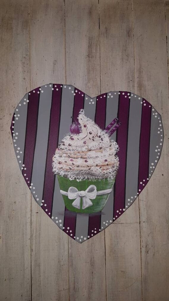 Cupcakes On Canvas Painting-Toile Acrylique-Kitchen-Décoration - Hand Made -Atelier Crearecup