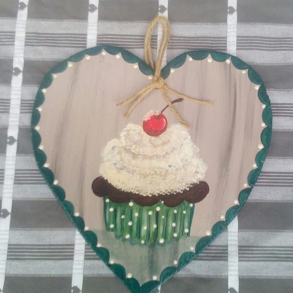 Coeur a suspendre-Cupcake-Cuisine-Home décor-Hand made-Kitchen-Flowers-atelier Crearecup