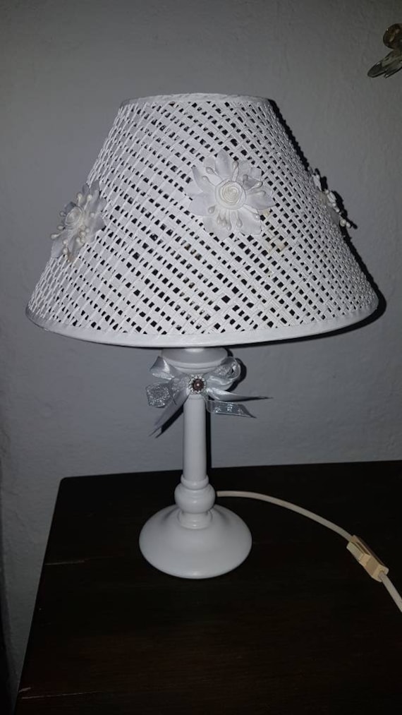 Lampe de Chevet Shabby Chic-Bedside Lamp-Hand Made-Home Décor-Atelier Crearecup