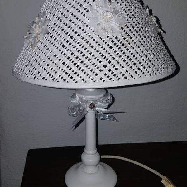 Lampe de chevet Shabby chic-bedside lamp-Hand made-Home décor-Atelier Crearecup