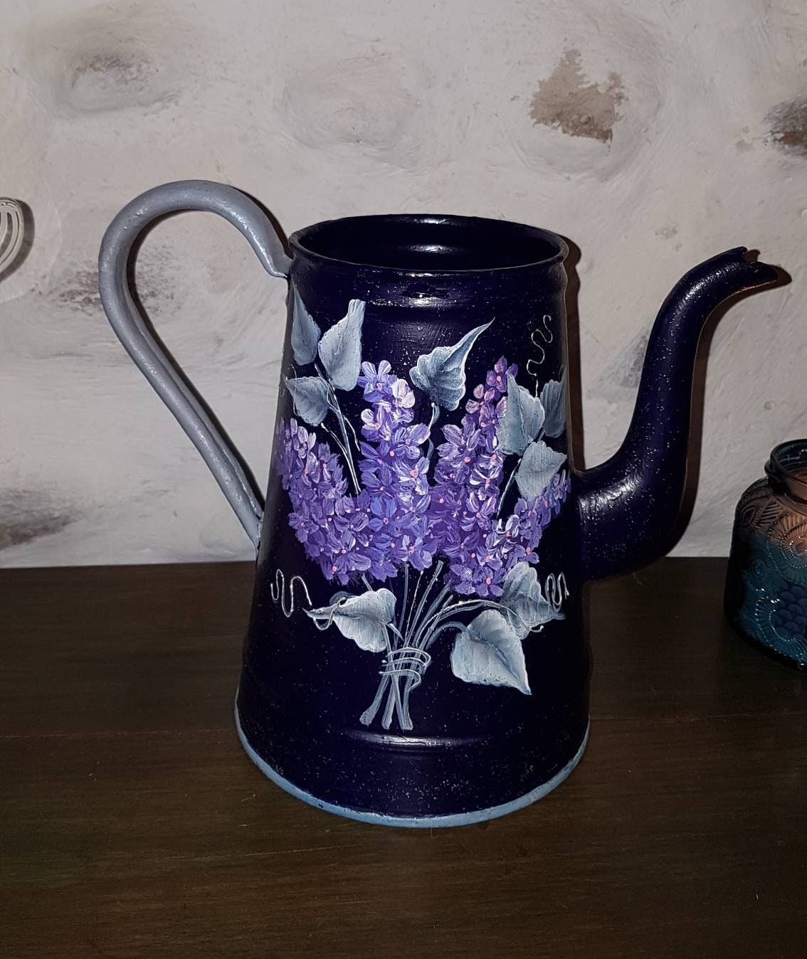 Antique Coffee Maker Painted / French Vintage / Lilac Décor / 