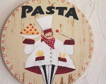 Plaque de bois / Décoration de cuisine /Italian food /Kitchen /Hand painted /Peinture sur bois / Made in France upcycling