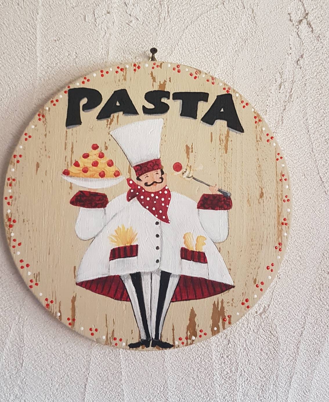 Plaque de Bois/Décoration Cuisine /Italian Food /Kitchen /Hand Painted /Peinture sur Made in France 