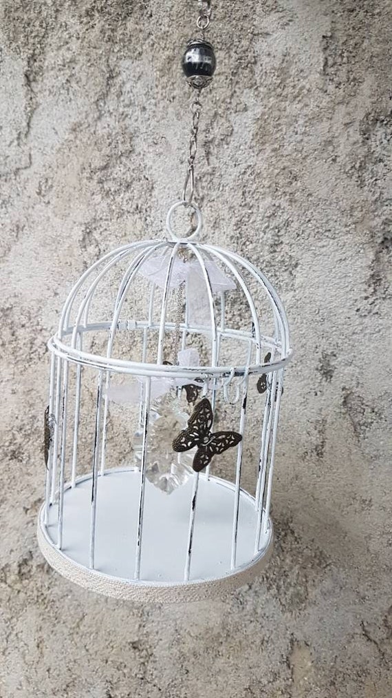 Cage Décorative-Shabby Chic-Hand Made-Pampille.papillons Atelier Crearecup
