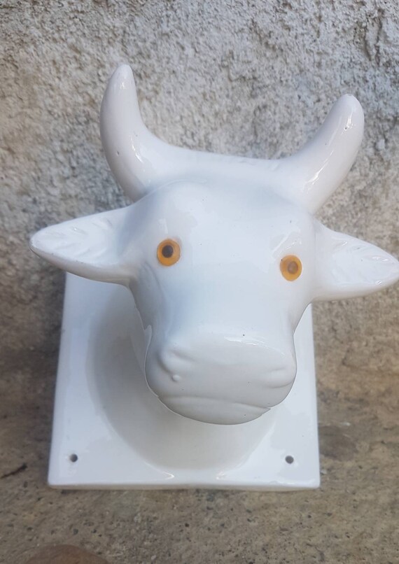 Tête de vache en céramique. Ceramic cow's head Années Etsy France