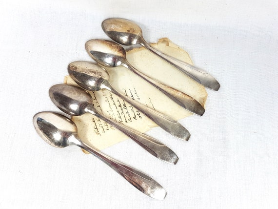 Christofle Six Spoons Good Size Chinon French Silver Plated Marked Christofle Antique Christofle 1878-1899 Cutlery Flatware Some Wear