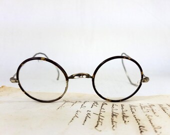 Tortoise Bakelite Round Wired rimmed reading sport eyeglasses Antique Eyewear French Vintage collectible collection Horn marble metal 5