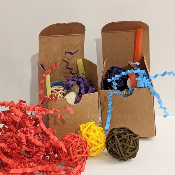 MINI Birdie Forage Box (Set of 2) - Activity Foraging Toys For Parrots - Handmade Bird Toy